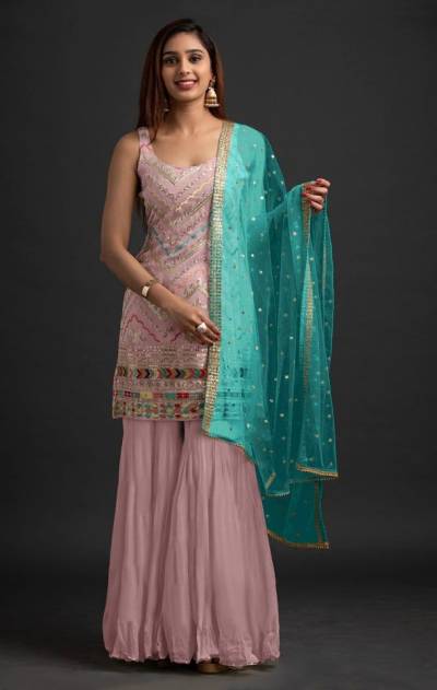 DN 1003 BY OS DESIGNER GEORGETTE FANCY PLAZZO SUITS WHOLESALER IN INDIA